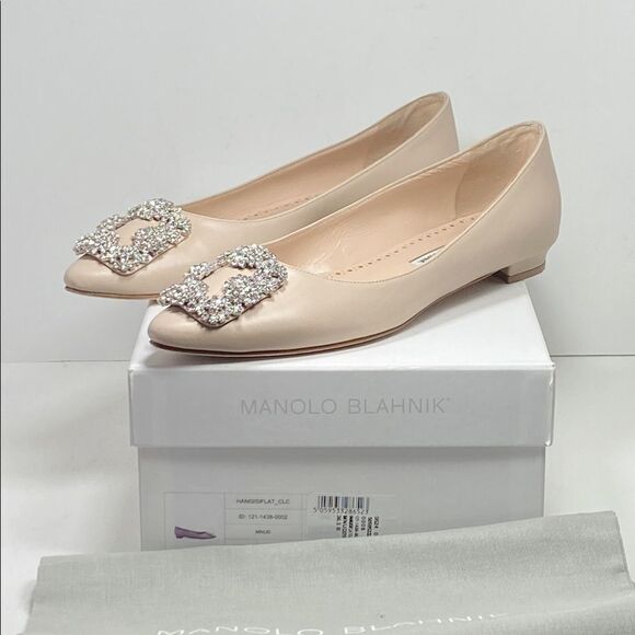 Manolo Blahnik Hangisi 25 Embellished Leather Flats size 36.5 - Picture 9 of 10